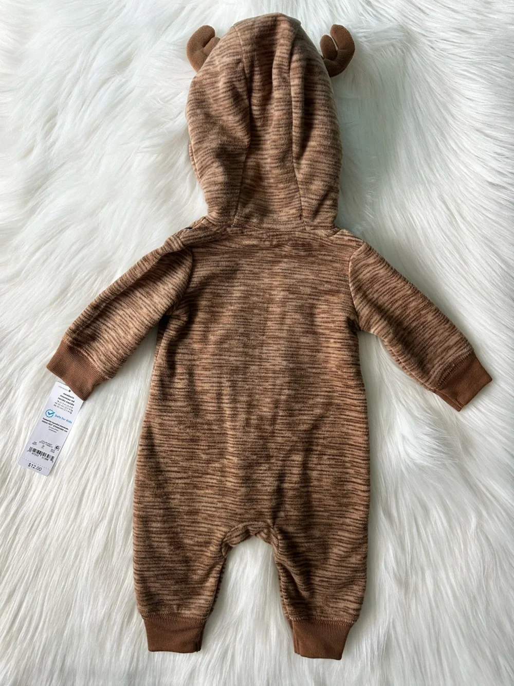 NWT Carter's Festive Reindeer Hooded Footie Size New Born